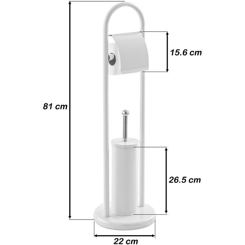 Piantana porta rotolo e scopino wc in acciaio cromato h 83 cm