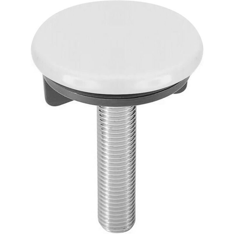 Tappo Copriforo per Lavabo in Acciaio con Tappo Bianco Diam. 47 mm