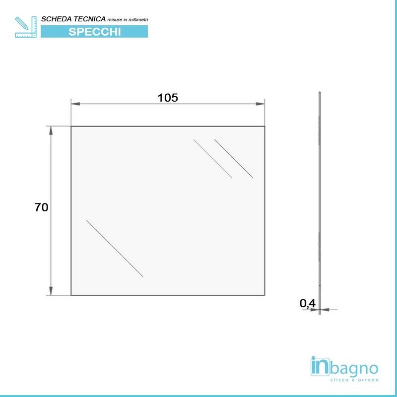 Specchio filo lucido 70x105 cm reversibile con luce LED