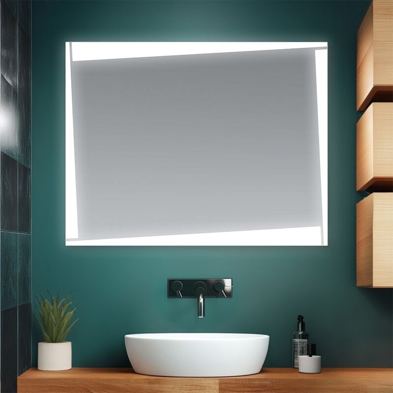 Sibilla - Specchio bagno retroilluminato led rettangolare reversibile