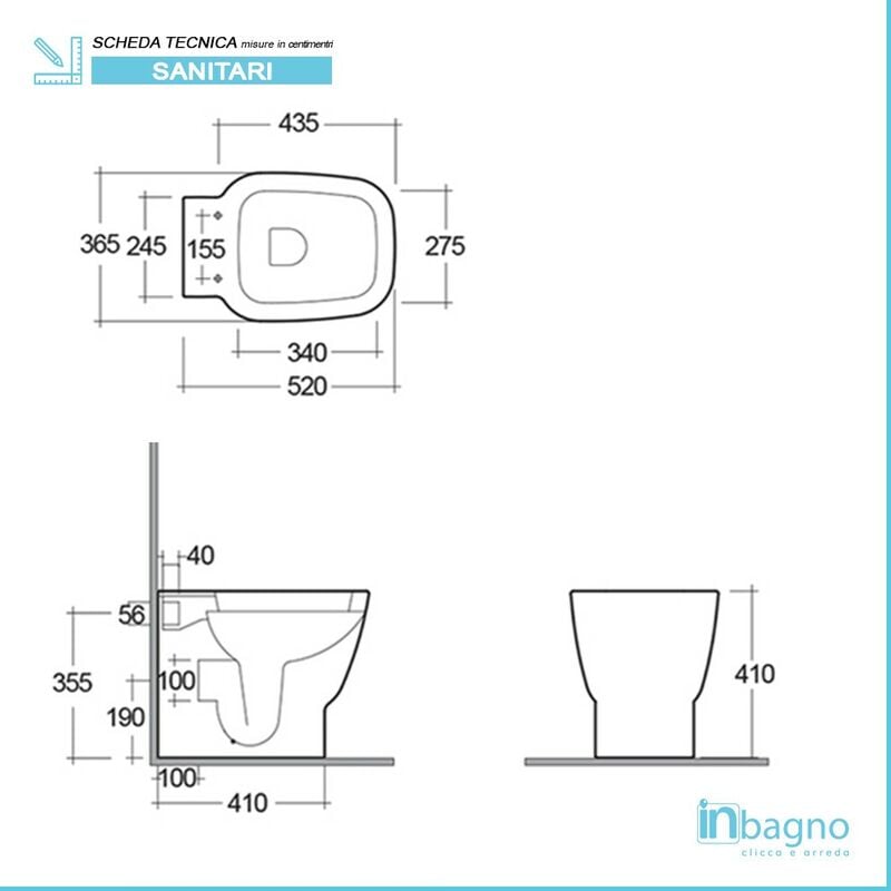 Coppia sanitari filomuro Rak serie One in ceramica con copriwc soft-close