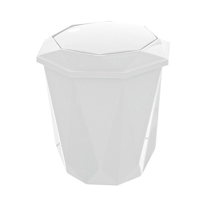 Pattumiera bagno 5,5 lt in plastica bianca con coperchio basculante