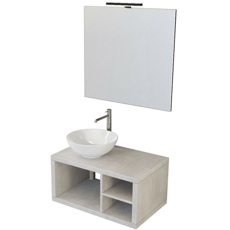 Mobile Bagno Aperto Moderno Sospeso Color Grigio Nuvola da 80 cm