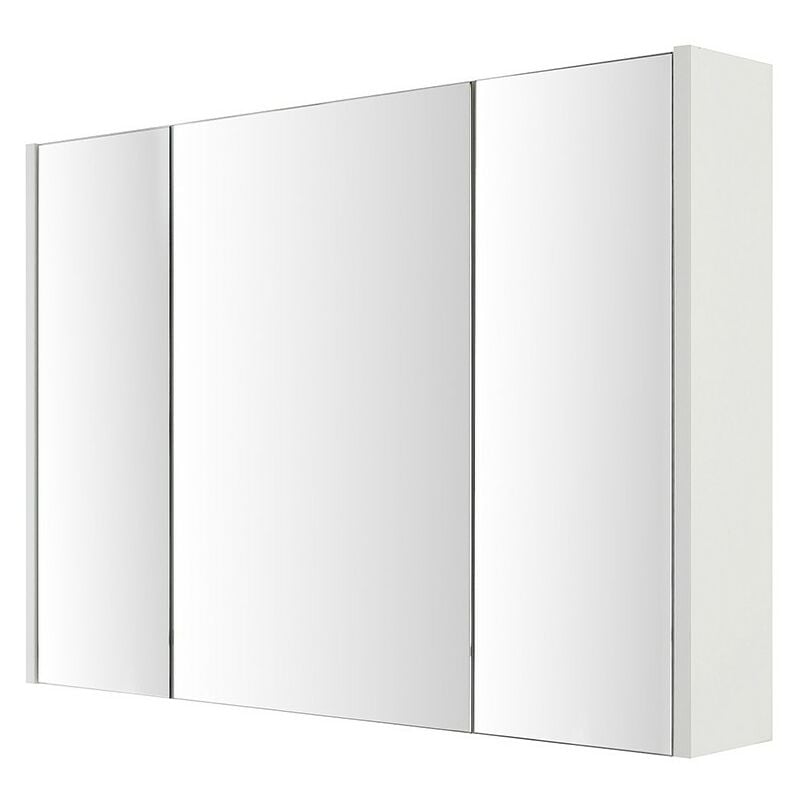 Specchio contenitore bagno 100 cm bianco opaco 3 ante ripiani in vetro - Way