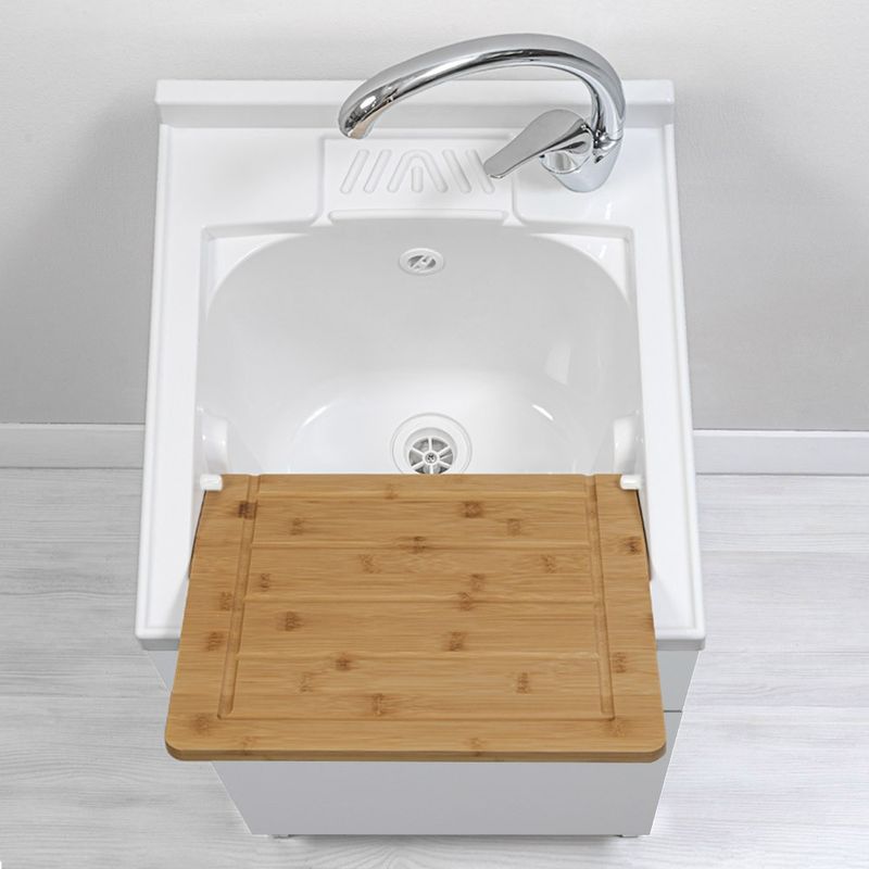 MOBILE LAVATOIO VASCA RESISTENTE ACIDI CM.45X50 SERIE LADY BIANCO CON ASSE  IN LEGNO