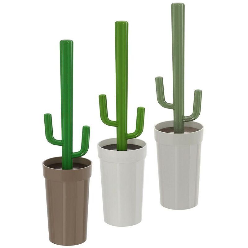 Scopino WC Cactus Qualy – Bianco-Verde – Set Spazzola Water Design Originale Per Bagno Divertente