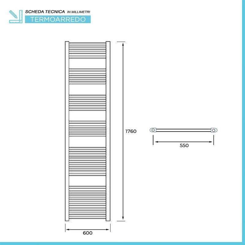 Termoarredo Scaldasalviette Bagno 120x50cm Cromo