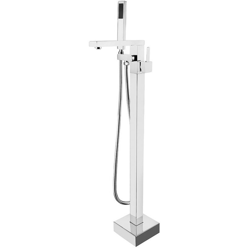 Rubinetto vasca a pavimento freestanding squadrato cromato