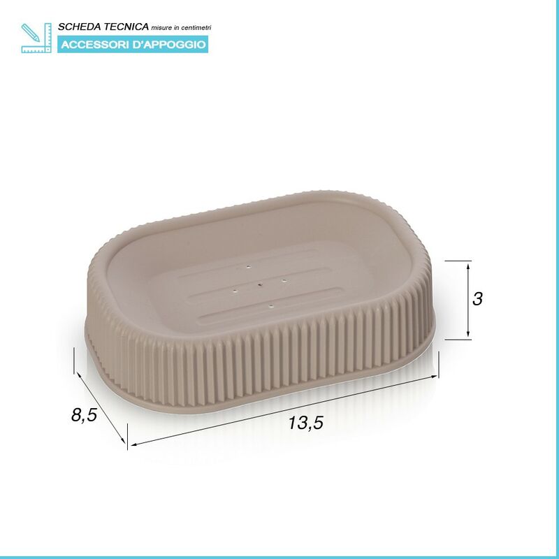 Accessori bagno appoggio in set completo 5 pezzi tortora in plastica Ring