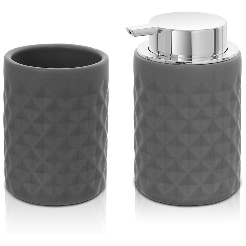 Set accessori bagno nero da appoggio dispenser e portaspazzolini in  ceramica Cristal