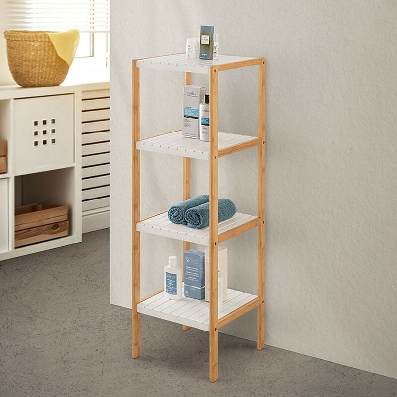 CASARIA Scaffale per Bagno in bambù 4 Ripiani Cucina scarpiera salvaspazio  scaffali a Colonna mobili Bagno in Legno