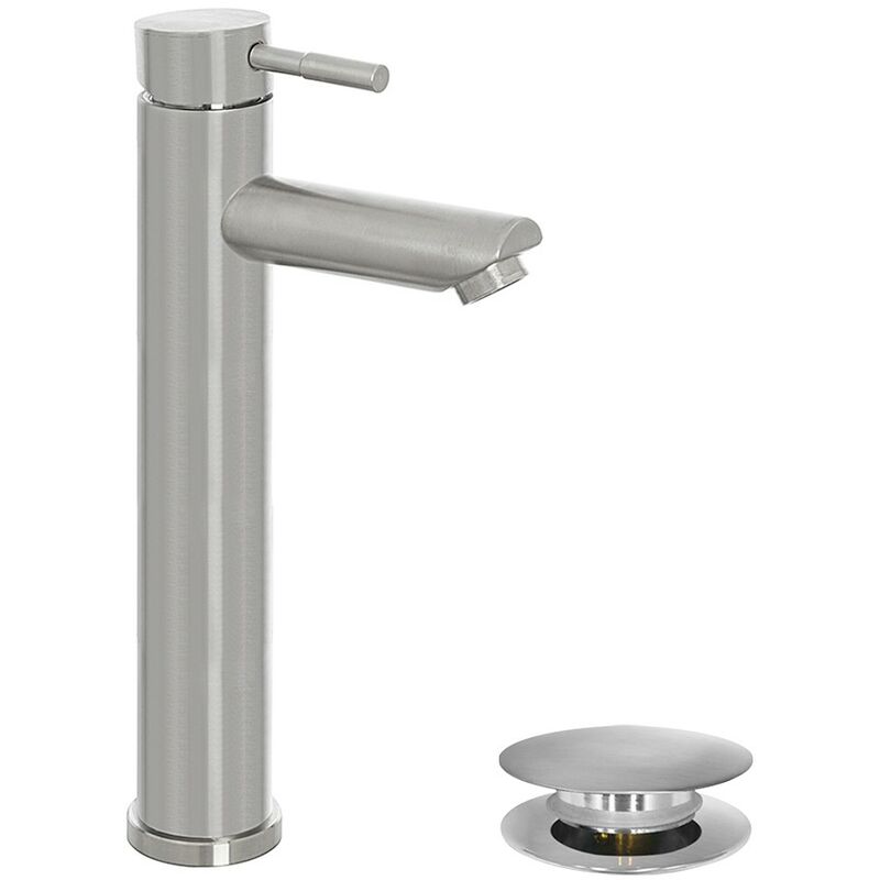 Set Miscelatori Lavabo E Bidet York In Acciaio Inox Spazzolato - Monocomando Con Piletta Click Clack - Foto 4