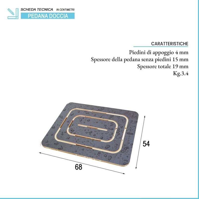 Pedana doccia in legno 70x70 xh43 cm ad alta resistenza varie