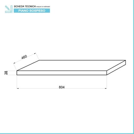 Mensola per lavabo d'appoggio 80 cm in legno rovere naturale Linea