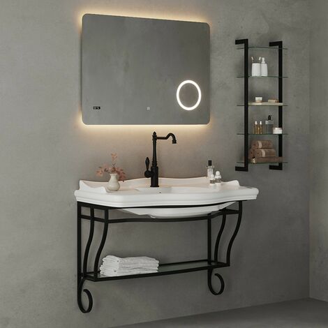 Mobile bagno sospeso 115 cm in metallo nero opaco con lavabo Gardenia