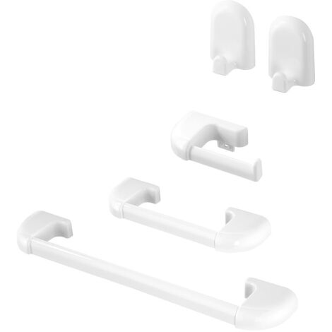 Set accessori a muro 5 pezzi in ABS bianco con doppio fissaggio Gioia