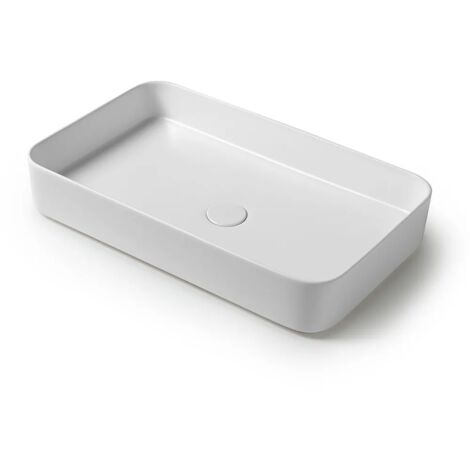 Lavabo da appoggio rettangolare 65 in ceramica bianco lucido  Epsilon