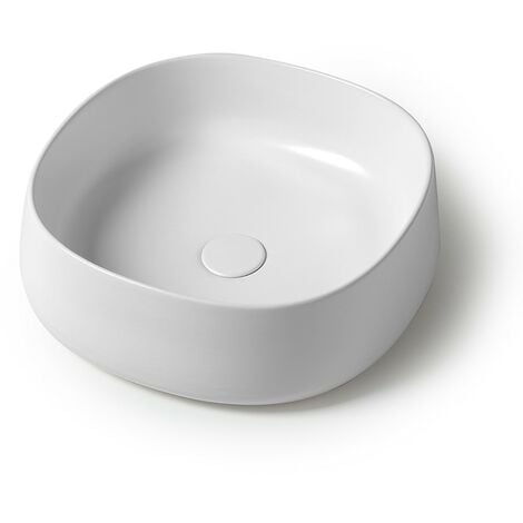 Lavabo da appoggio rettangolare con angoli smussati in ceramica