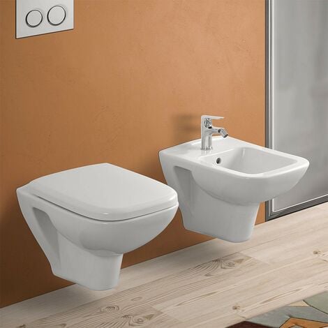 Sanitari filoparete ceramica per arredo bagno moderno wc bidet e copriwc