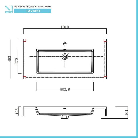 Mobile bagno 80 cm bianco lucido lavabo sospeso 100 cm Lodi e specchio Iside