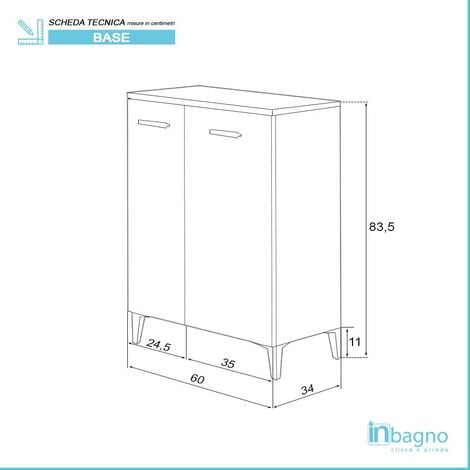 Mobile da terra multiuso 60x34 cm grigio con ante reversibili Desya