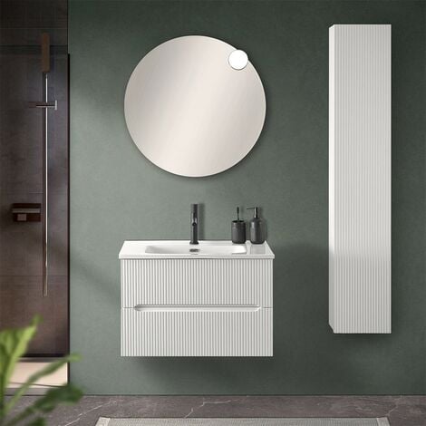 Mobile bagno salvaspazio da 70cm: bianco opaco e sospeso