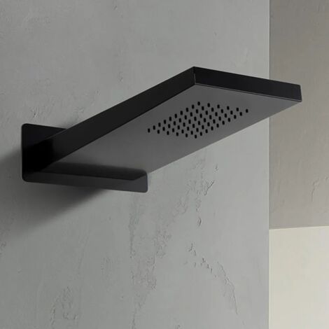 Soffione doccia a sbalzo 22x50 cm nero opaco in acciaio inox