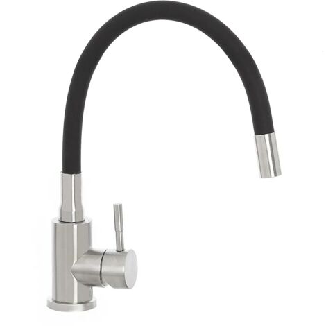 Miscelatore cucina spazzolato in acciaio inox con canna orientabile in silicone (1/3)