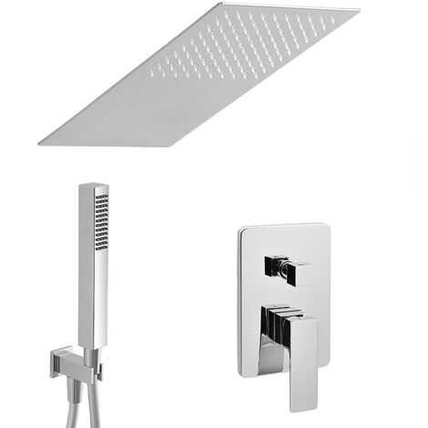 Set doccia incasso Kubo con soffione a muro 25x52 cm e kit doccia