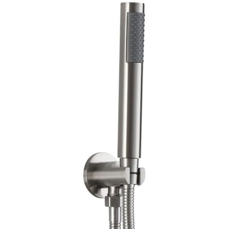 Kit doccia completo satinato in acciaio inox con doccetta in ottone