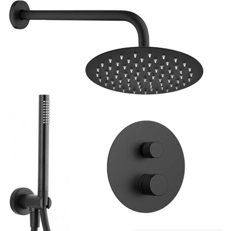 Set doccia incasso nero opaco con soffione 20 e kit doccia completo Gemini
