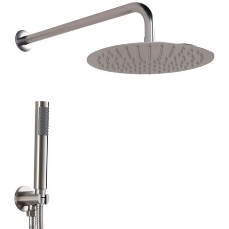 Kit doccia satinato con braccio 35 soffione 30 e set doccia completo Gemini
