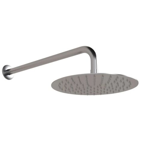 Kit doccia satinato con braccio 35 e soffione 30 in acciaio inox Gemini