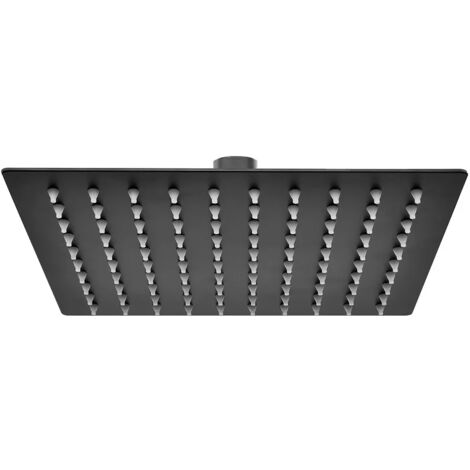 Soffione doccia quadrato 40x40 cm nero opaco in acciaio inox
