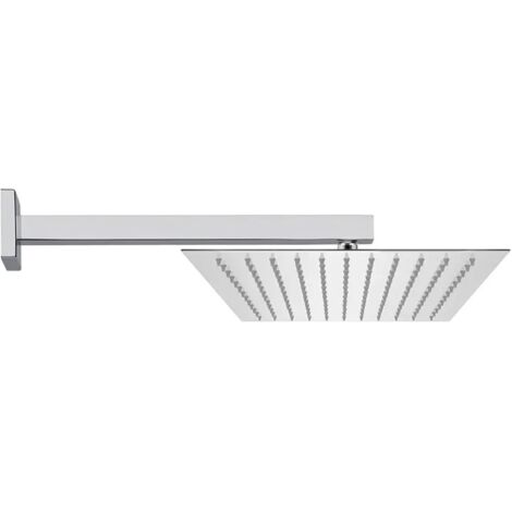 Kit doccia braccio 30 cm e soffione rettangolare 30x20 cm cromato lucido