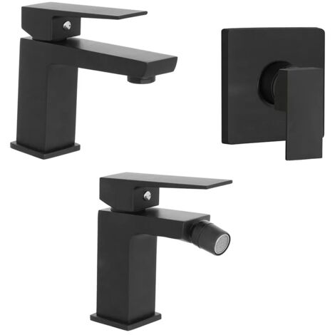Set miscelatori nero opaco lavabo bidet e doccia a incasso Kubo (1/5)