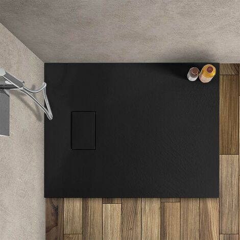 Piatto doccia 80x100 in resina nero effetto pietra riducibile Agorà