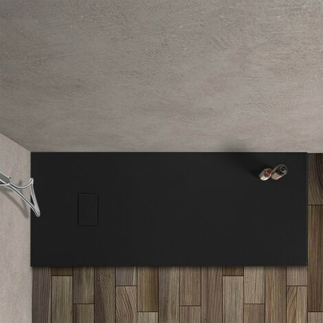 Piatto doccia 70x170 in resina nero effetto pietra riducibile Agorà