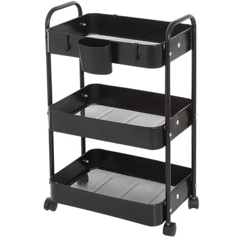 Carrello multiuso in metallo nero con portata 5 kg per ripiano (1/4)