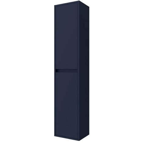 Colonna bagno sospesa 140 cm blu satinato ripiani regolabili Gaya