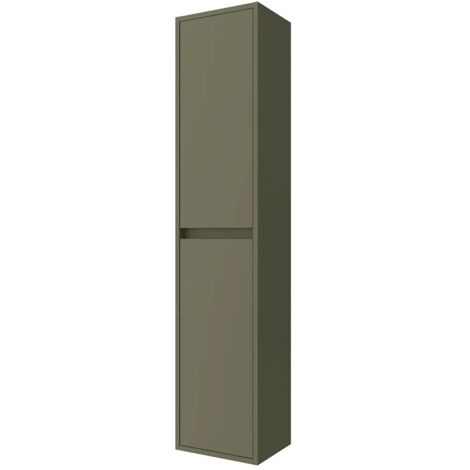 Colonna bagno sospesa 140 cm verde satinato ripiani regolabili Gaya