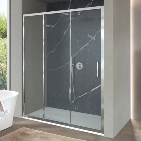 Porta doccia nicchia 170 cm scorrevole 3 ante trasparenti H 200 cm Ted (1/5)