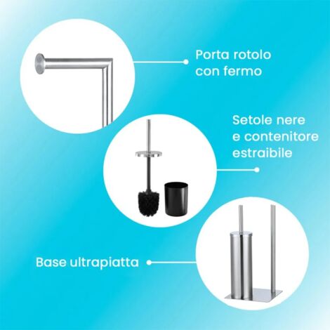 Set Di 2 Portarotolo Verticali In Acciaio Inox, Portarotolo Da Cucina, Portarotolo Per Carta Assorbente 96465306