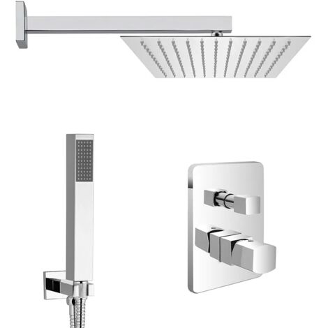Set doccia da incasso con soffione 30x20 cm e kit doccia completo Lotus