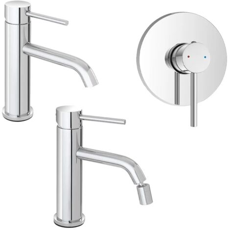 Set rubinetti lavabo bidet e doccia in acciaio inox con scarico Nuego (1/5)