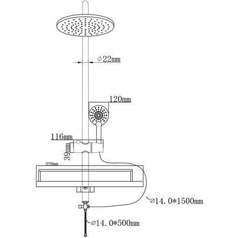 Saliscendi con soffione e deviatore colonna doccia Platinum H.105 cm