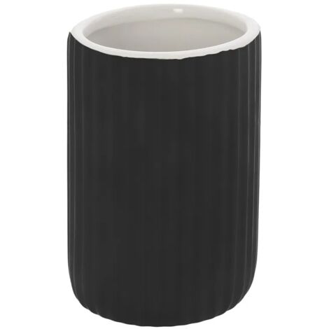 Portaspazzolini bagno da appoggio nero in ceramica soft touch Spring