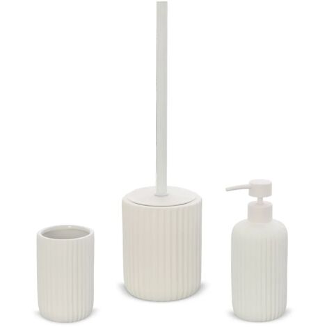 Set accessori bagno 3 pezzi in ceramica bianco soft touch Spring