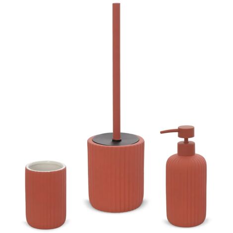 Set accessori bagno 3 pezzi in ceramica rosso soft touch Spring