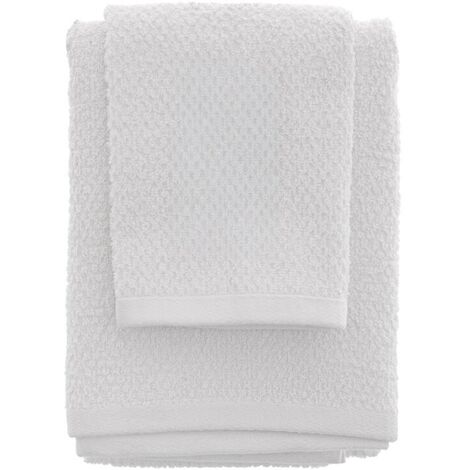 Set asciugamani bagno bianco per viso e ospite in cotone puro Spring (1/5)